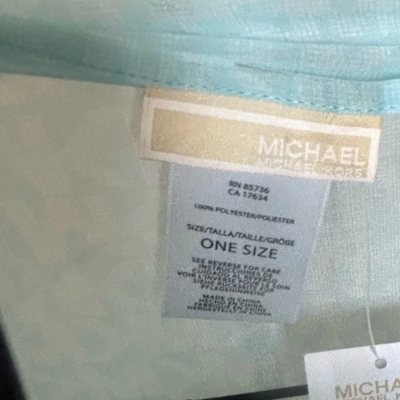 MICHAEL KORS MK Signature Ombre Logo Pareo Turquoise Beach Cover-Up - Picture 8 of 15